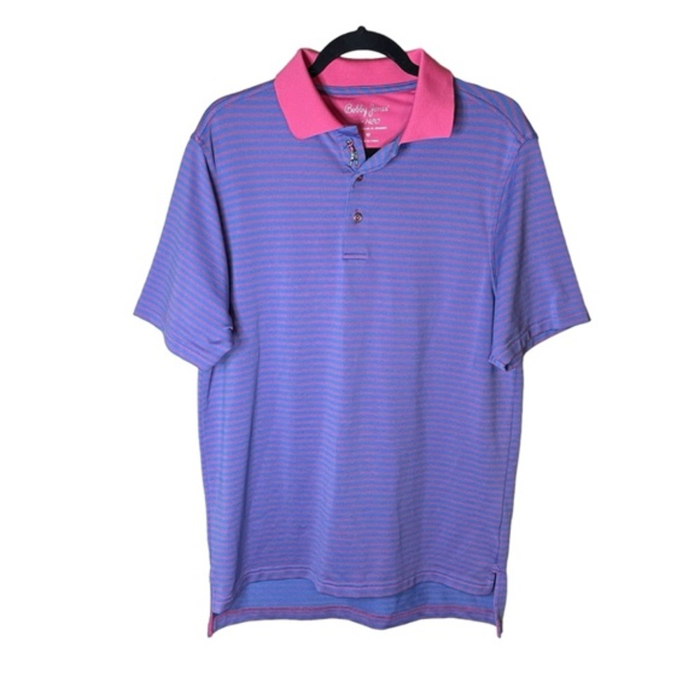 Bobby Jones X-H2O Golf Polo Short Sleeve Pink Blue Striped Size Medium‎